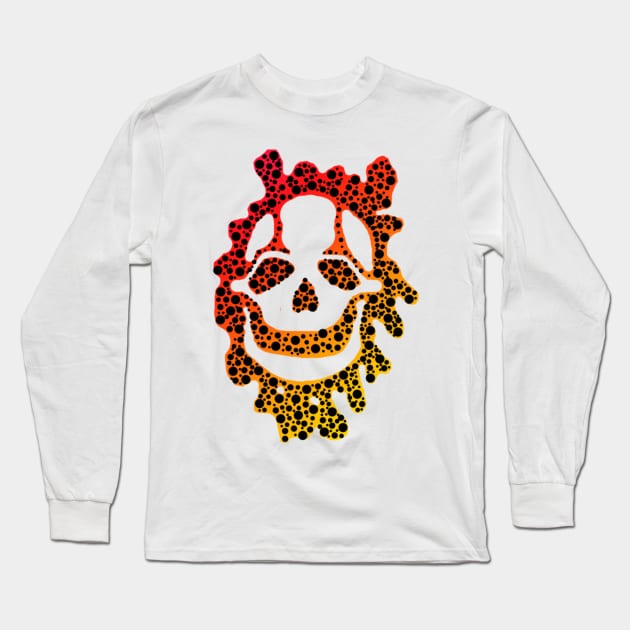 Toxic Skull (Red & Orange) Long Sleeve T-Shirt by Not Meow Designs 